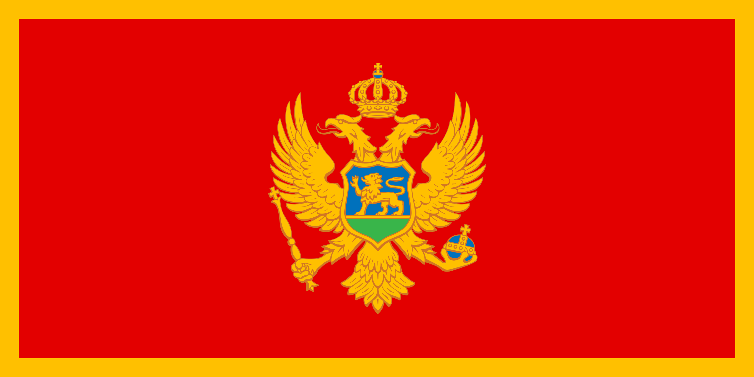 Bandera de Montenegro | Roja con Escudo Águila Bicéfala | Envío Gratis