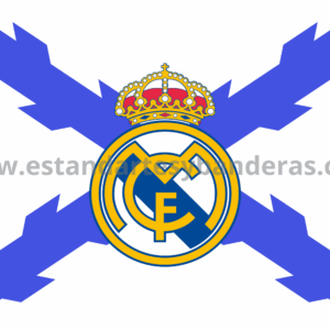 Bandera Real Madrid escudo oficial cruz borgoña azul personalizable