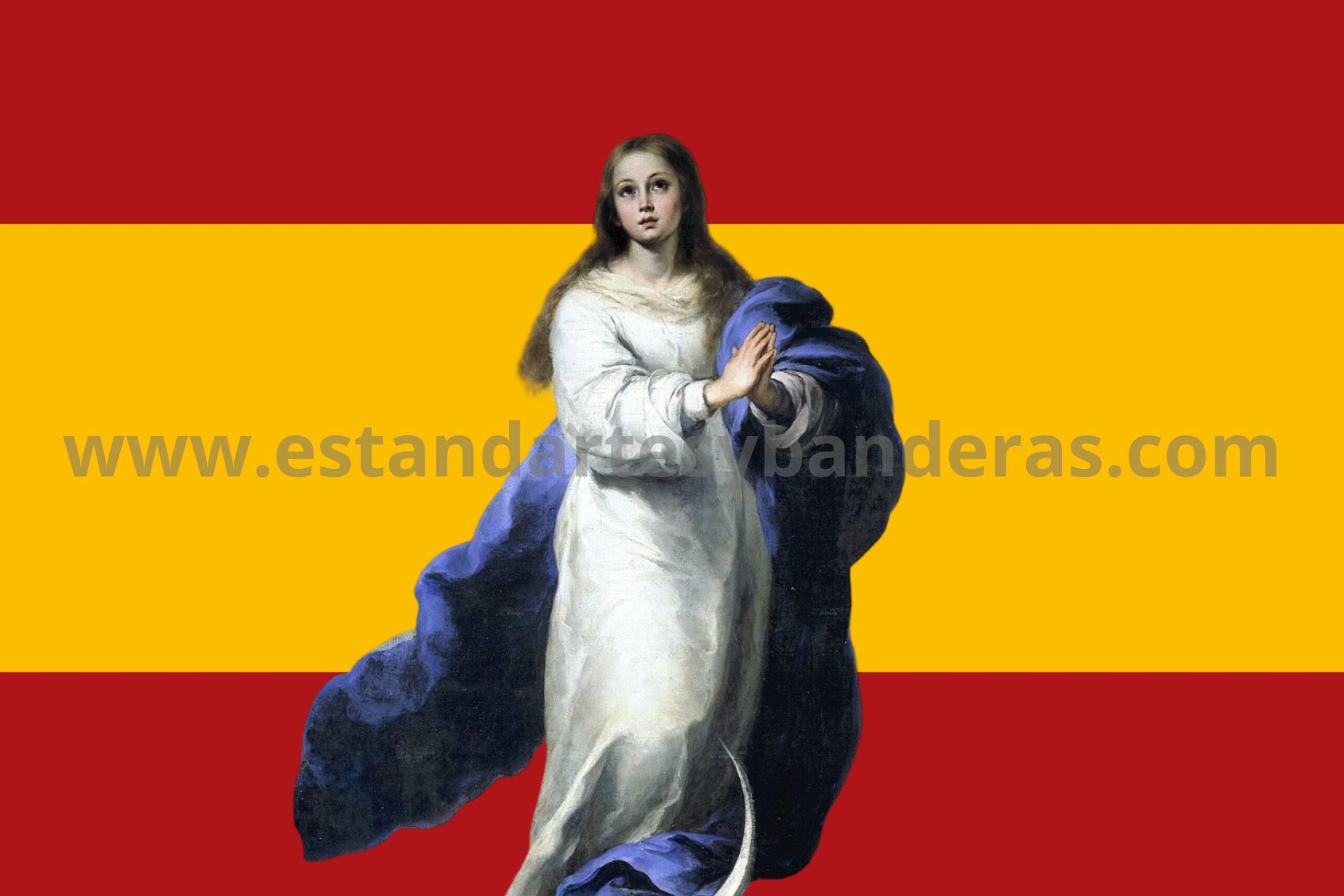 Bandera Inmaculada Concepción resistente exteriores, ondea en procesión religiosa española