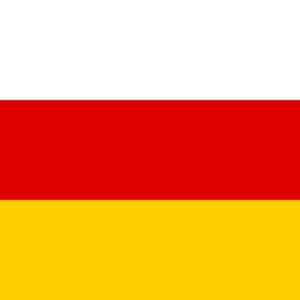 Bandera de Osetia del Sur tricolor blanco rojo amarillo en mástil