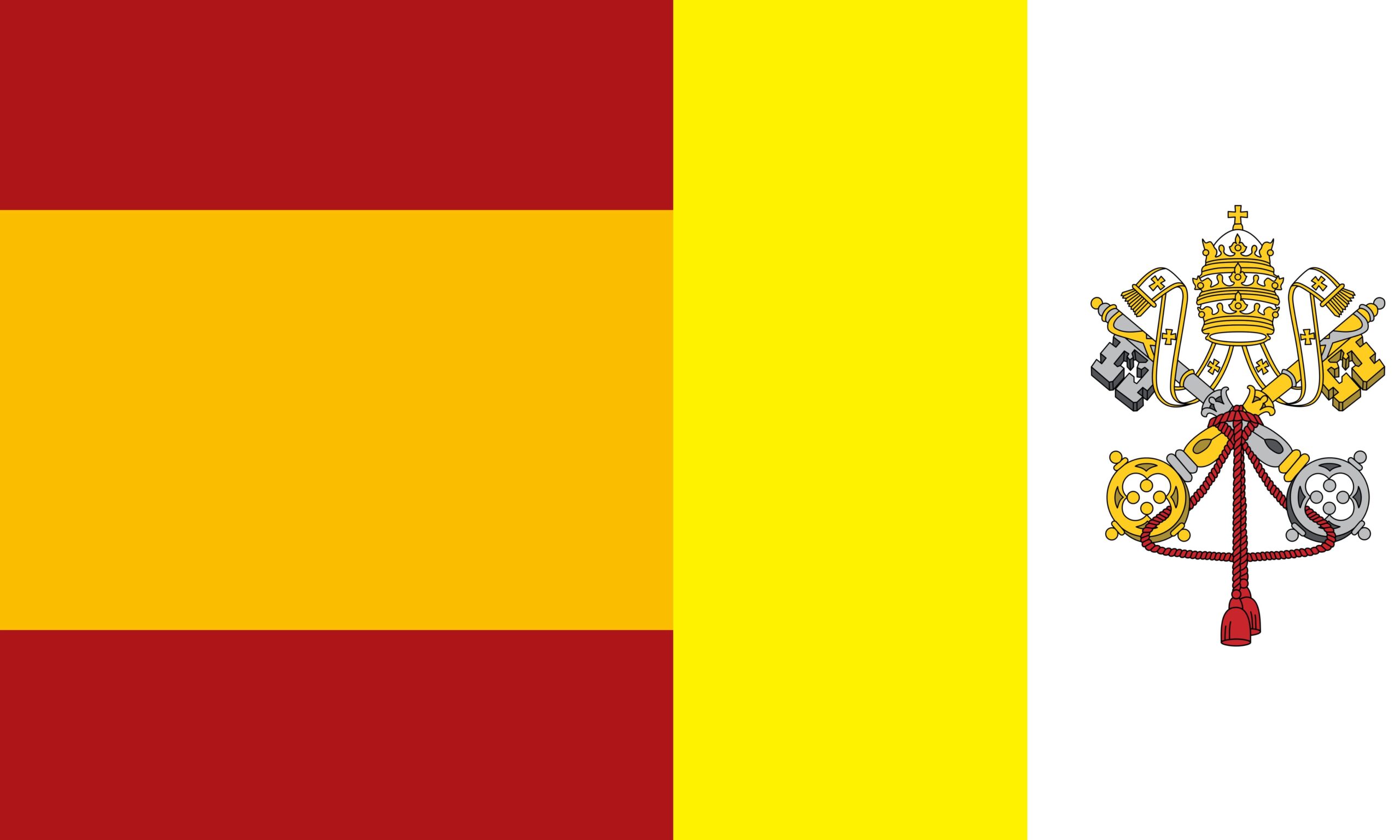 Bandera mitad España mitad Vaticano especial visita del Papa a España