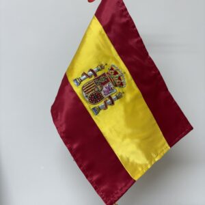 Bandera de España de sobremesa con escudo bordado a mano (doble raso) - Mástil no incluido