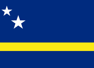 bandera País de Curazao oficial azul franja amarilla