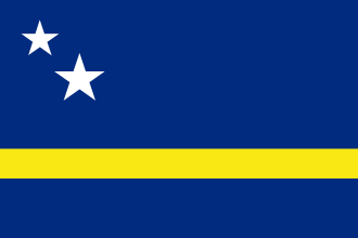 bandera País de Curazao oficial azul franja amarilla