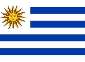 bandera de Uruguay oficial con Sol de Mayo dorado