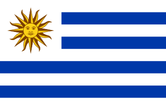 bandera de Uruguay oficial con Sol de Mayo dorado
