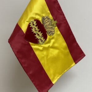 Bandera de España de sobremesa con Sagrado Corazón bordado a mano
